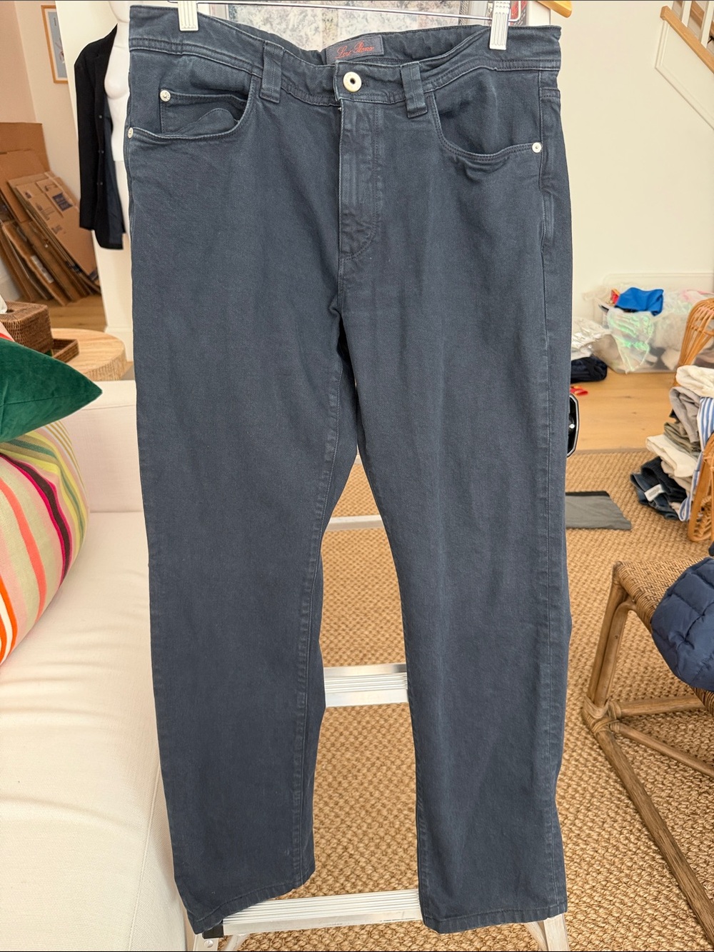 Loro Piana Men's Straight Jeans in Charcoal Gray